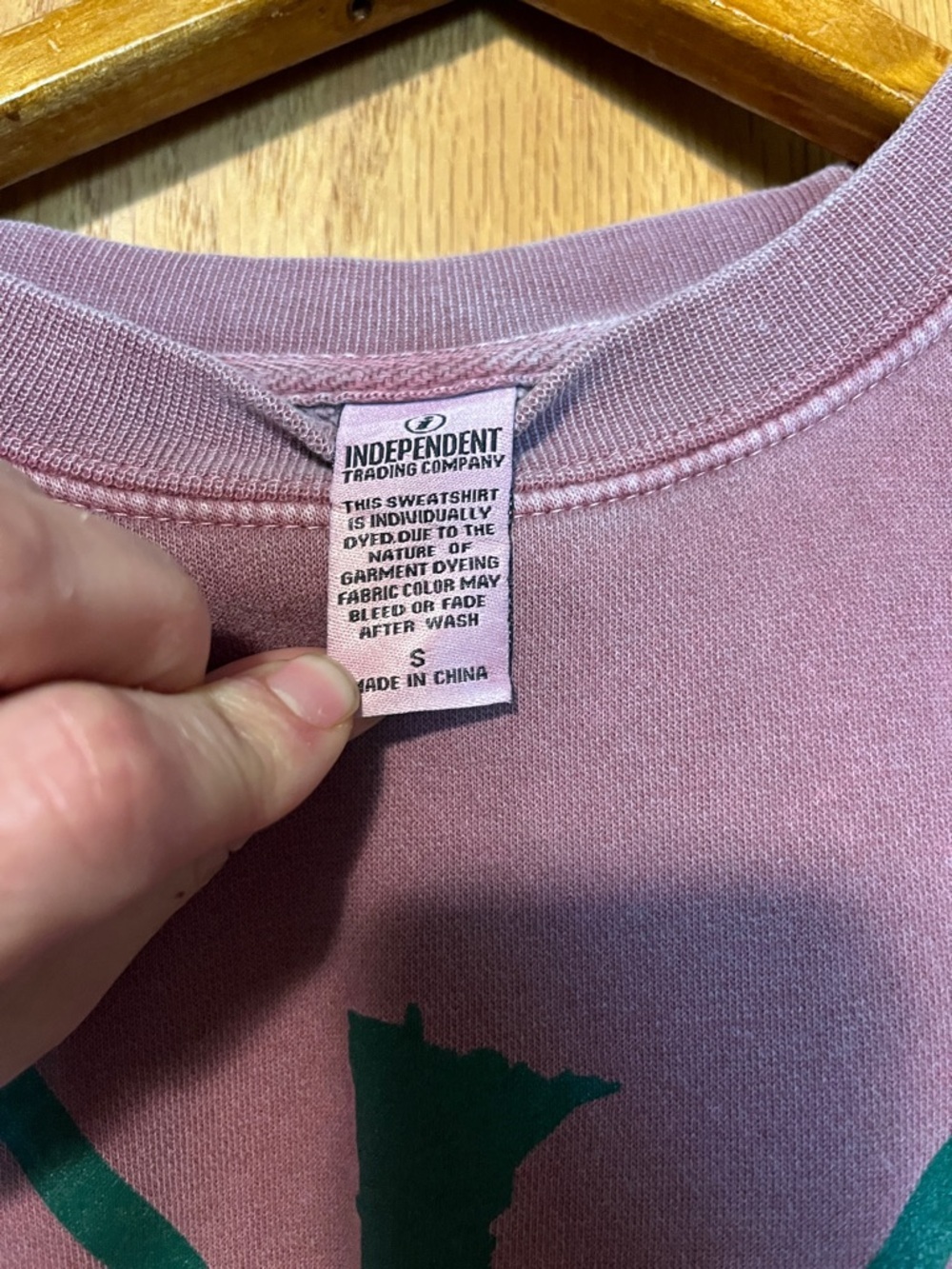 Men's Crewneck Sweatshirt in Dusty Mauve with Dark Green Hockey Graphic - Picture 2 of 13